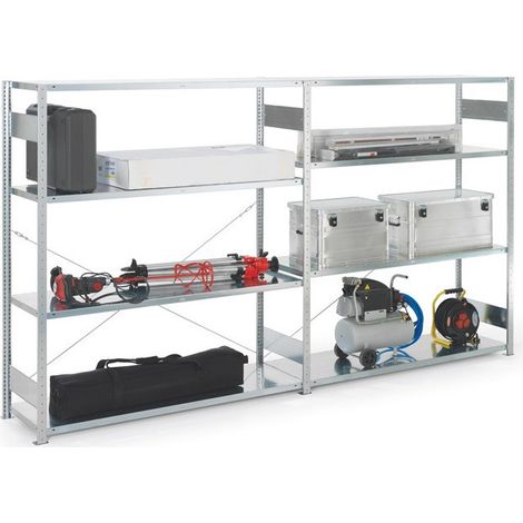 Estante modular grande H2000xL1700xF400mm Estante adicional galvanizado plateado 4 estantes de acero