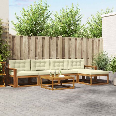 Outdoor-Sofagarnitur mit Kissen 6 pcs Natur und Creme vidaXL