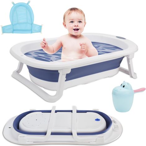 SWANEW Vasca da bagno pieghevole per bambini 83 cm vasca da bagno antiscivolo per bambini, blu (1/5)