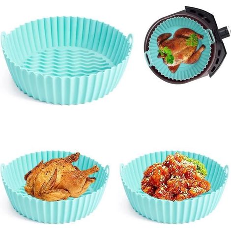 Cuiseur Vapeur - Pot en Silicone - Antiadhésif Réutilisable - 20x20x6.6cm - Bleu Clair (1/4)