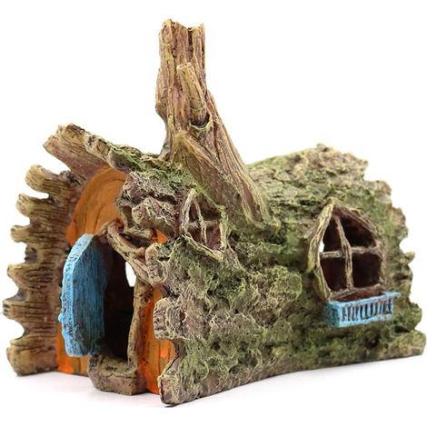 1 Pièce Decoration Aquarium, Ornement Aquarium, Maison Grotte en Résine, Decoration Aquarium Cachette pour Petits Poissons, Crevettes, Escargots et Betta, Accessoire Aquarium (15 11,5 13,5 cm)