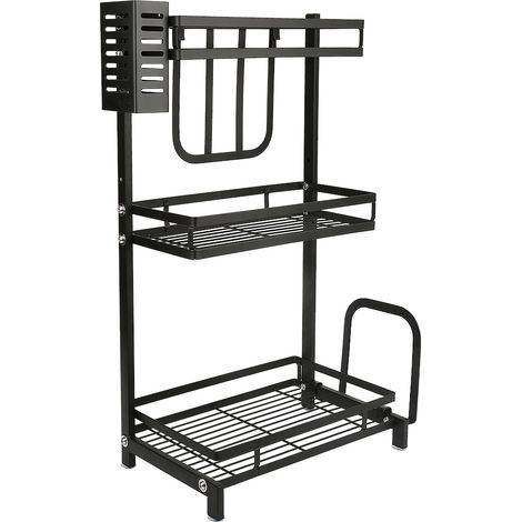 Especiero de cocina en acero inoxidable, gran almacenamiento de cocina para especias o condimentos Negro