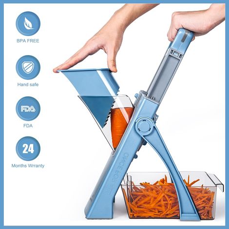 Kaelt - Mandoline de cuisine manuelle multifonctionnelle pleine lame en acier inoxydable, carottes de pommes de terre râpées, en cubes et frites (1/4)