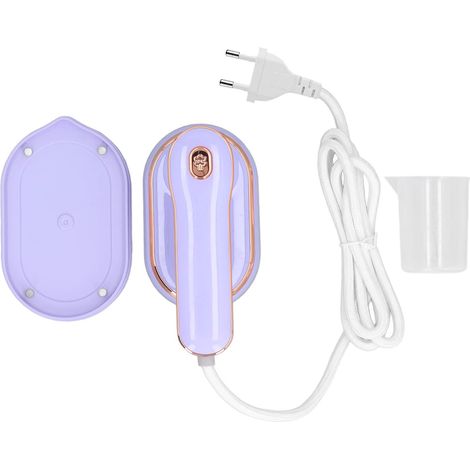 Fer à repasser portable mini 180° rotatif pour vêtements, vapeur sèche et humide, réservoir 100ml, violet, prise EU 220V (1/5)