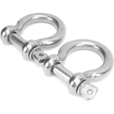 2 manilles à arche en acier inoxydable anticorrosion, ancrage en anneau en D pour le camping, la randonnée et les sports de plein air (M20, charge de 1100 kg) (1/5)