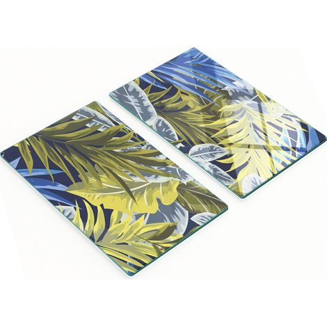 Set Küchenbretter aus gehärtetem Glas mit Palmenmuster, 2 x 30 x 52 cm (1/5)