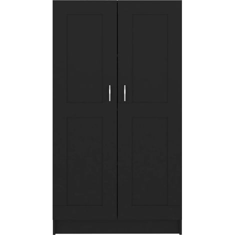 Les Tendances – Armoire multifonction mi-hauteur 2 portes 82cm – Bois d’ingénierie noir – 4 compartiments – Rangement optimisé pour petits espaces (1/5)