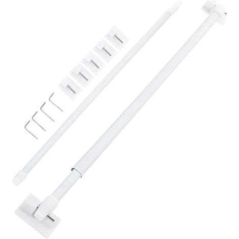 Lot de 2 petites tringles à rideaux extensibles et réglables en plastique-30.40X0.90X0.60CM-White (1/3)