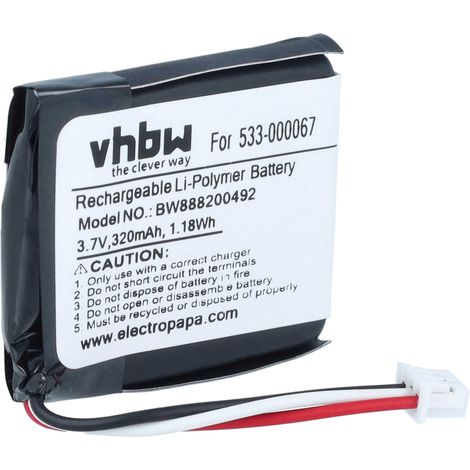 vhbw Battery Replacement for Logitech L/N: 1110 for Wireless Headset Headphones (320 mAh, 3.7 V, Li-polymer) (1/5)