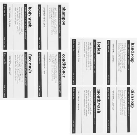 Wasserdichte Klebeetiketten für Badezimmerflaschen 8er Pack (1/5)