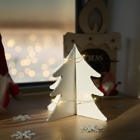 Sapin de noël décoratif en aluminium, décoration fêtes de fin d'année, montage facile, 149mm, blanc - ALUHOME (1/4)