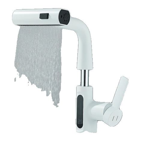 Rubinetto per lavabo da bagno, estraibile, con indicatore di temperatura, colore bianco. (1/2)
