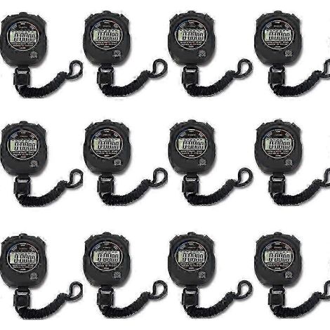 Lot de 12 chronomètres électroniques multifonctions pour le sport, avec grand écran, date, heure et alarme. (1/5)