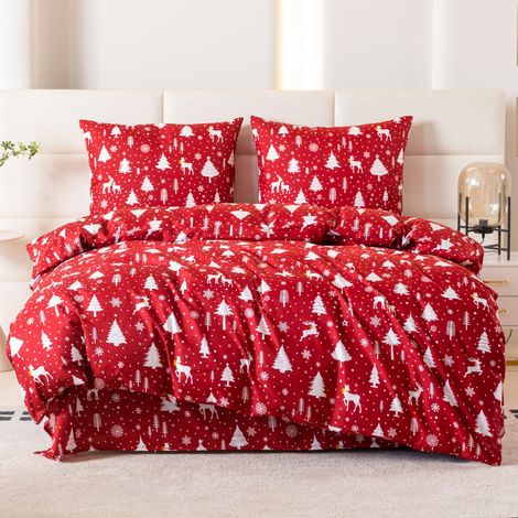 Bettwäsche-Set 220x200 cm "Christmas Elegance" Rot und Weiß (1/5)