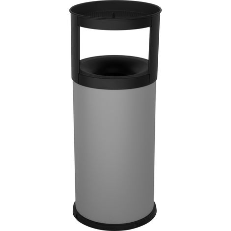 Pattumiera Gettacarte Ø31xh80 cm Autoestinguente Posacenere in Acciaio Verniciato Grigio (1/2)