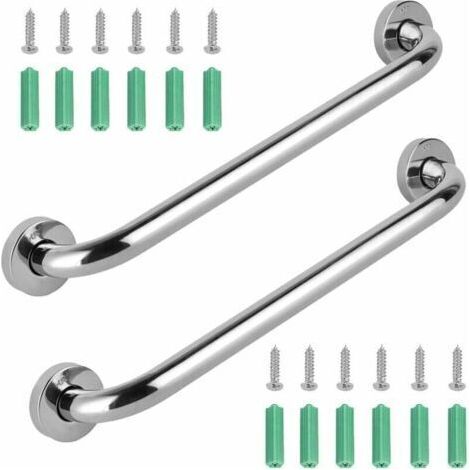2 Pcs Acier Inoxydable Barre D'appui de Bain,Barre D'Appui En Inox Murale Robuste Poignée,Barre D'Appui INOX Poignée, Sécurité Grab Bar pour baignoire Douche Toilette 30cm (1/4)