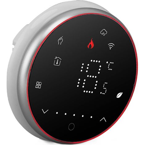 Intelligenter WLAN-Thermostat mit App-Sprachsteuerung und rundem Sockel für Warmwassersysteme (AC 95–240 V, Schwarz) (1/5)