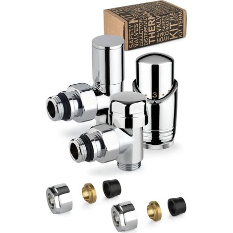 Chromfarbenes Thermostat-Einrichtungsventil-Set mit Kupferrohrans APM 100KC 015 R 12chluss  Chrom