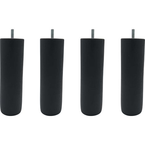 4 pieds cylindriques bois anthracite 25 cm