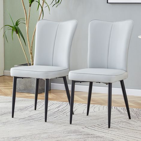 2 sedie da pranzo in PU grigio chiaro e nero, stile moderno, ergonomiche, 89 cm di altezza (1/5)