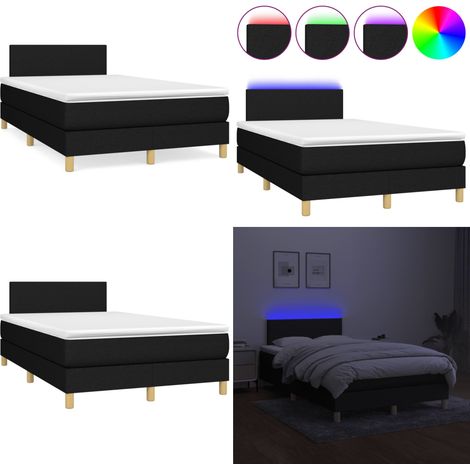 Sommier à lattes de lit matelas et LED noir 120x190 cm tissu - Sommier Tapissier - Matelas LED - Lit Noir - Chaise Lit - Literie - Home & Living (1/5)