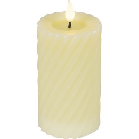 Lumineo LED Kerze mit Timer Ø 7,5 x 16 cm creme/warmweiß