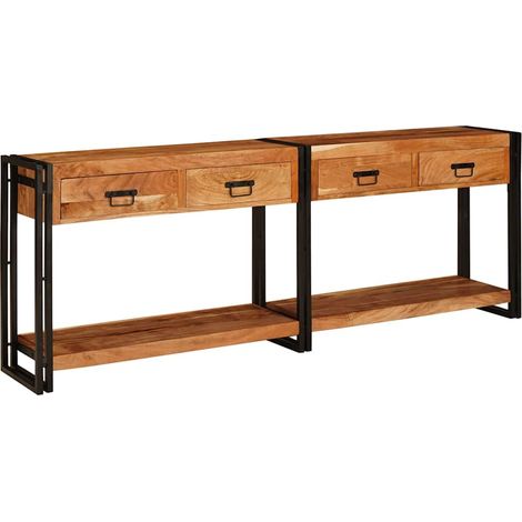 Konsolen-Tische 2 pcs Braun 200 x 33 x 75 cm Massivholz Akazie