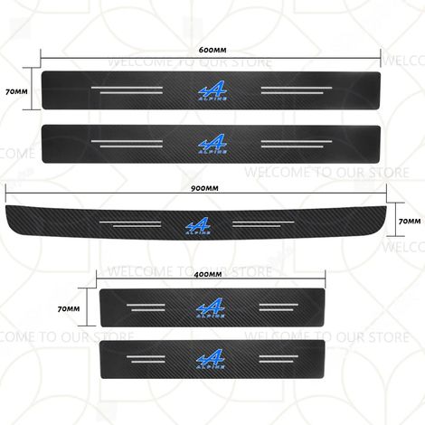 (LOGO ALPINE 5 PIÈCES) Convient pour voiture avec logo Alpine Duster Twingo Megane Kadjar Captur Clio RS Espace Kangoo Décoration de seuil de porte Autocollants en fibre de carbone pour coffre (1/4)