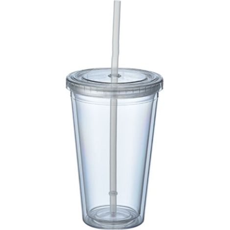 Gobelet à double paroi avec paille, gobelets en plastique, gobelets réutilisables pour café glacé, gobelets transparents (1/5)