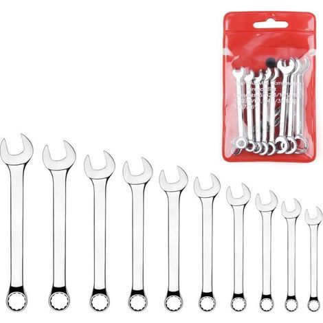Este juego de 10 mini llaves, con llaves fijas de tamaño en pulgadas, es adecuado para el mantenimiento industrial, doméstico, recreativo, eléctrico, mecánico, de vehículos no motorizados y de tubería (1/5)