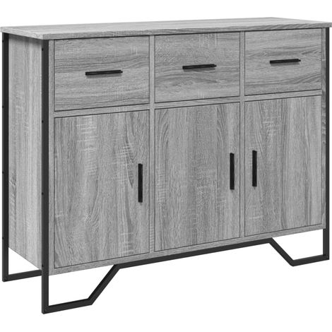 Credenza cassettiera mobile contenitore organizer cucina soggiorno soggiorno Sonoma 97 x 32,5 x 74,5 cm derivati del legno grigio 020036560