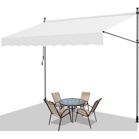 TolleTour Tenda da balcone bianco latte, 350x120 cm, regolabile, protezione UV, per esterni