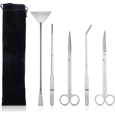 Ensemble d'outils en acier inoxydable pour aquarium - Kit de 5 pièces pour l'entretien des poissons et des plantes (1/5)