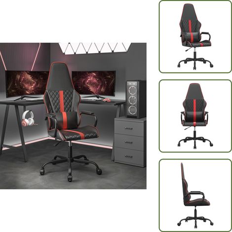 The Living Store Chaise de jeu de massage rouge et noir similicuir - Chaise de bureau (1/5)