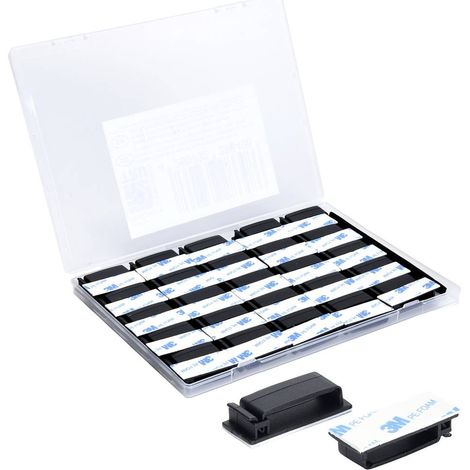 TRU COMPONENTS T24CA074 Basetta di fissaggio autoadesivo TC-12888568 per cavi piatti, richiudibile Nero 50 pz.