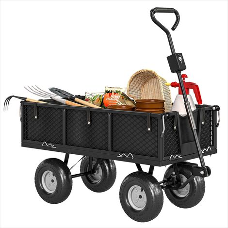 Chariot de jardin en acier 300 kg avec bâche 114 L Noir (1/5)