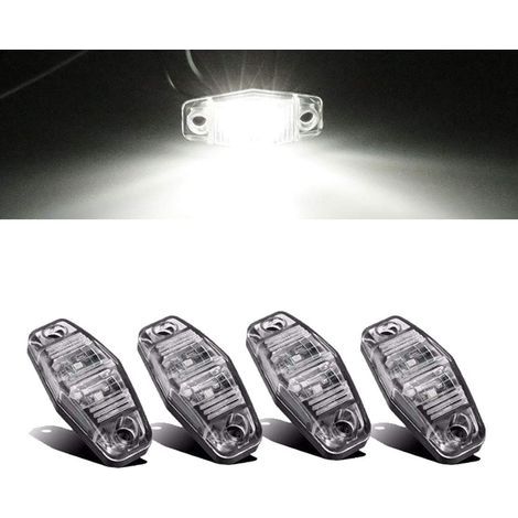 Side Marker Lights, Waterproof Side Marker Lights, 2 LED Waterproof Clearance Lights for 12V 24V Universal Truck, Trailer, Lorry, Caravan, Bus - 4 Pcs White (1/3)