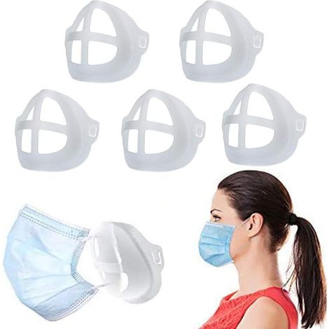 Sollbry Lot De 5 Supports De Masque,Améliorer 3d En Silicone Support De Protection Pour Rouge à LèVres, ProtéGez Le Maquillage, AméLiorez L'Espace Respiratoire Aide à Favoriser Une Respiration Douce (1/5)