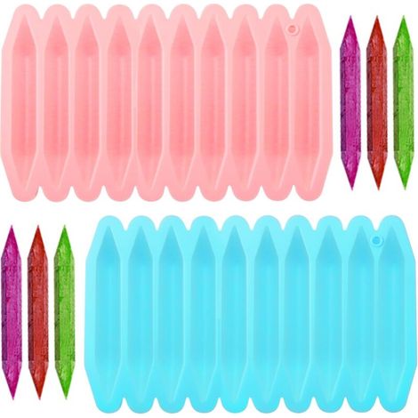 Lot de 2 moules à crayons réutilisables en silicone, passent au four, 10 cavités moules à crayons cire 3D à double pointe, moule en silicone pour faire fondre des bougies au chocolat (1/5)