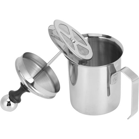 Mousseur à lait manuel en acier inoxydable 304, tasse à lait haut de gamme de 400 ml pour latte art. (1/5)