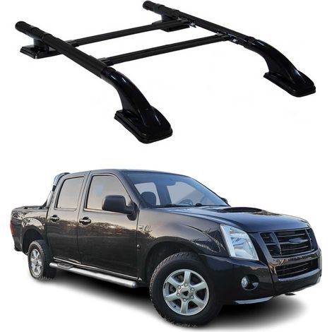 OMAC KIT Barres de Toit Trans+Long Compatible avec Isuzu D-Max 2006-2012 Aluminium Noir (1/5)