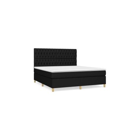 Sommier à lattes de lit avec matelas Noir 180x200 Tissu (1/5)