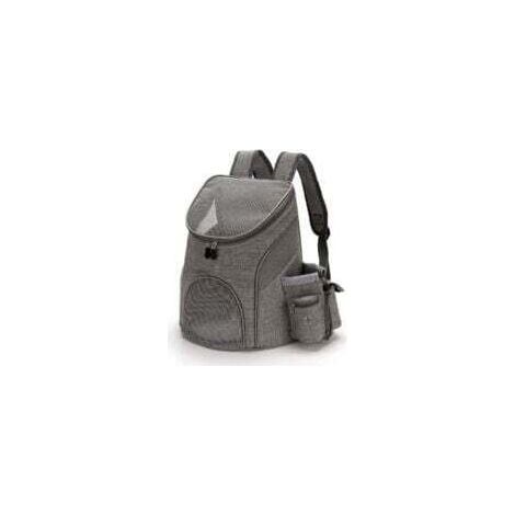 Mochila transportadora para mascotas con bolsa para excrementos, compartimento para premios para gatos y perros, y botella de agua transportín transpirable para mascotas pequeñas. (1/4)