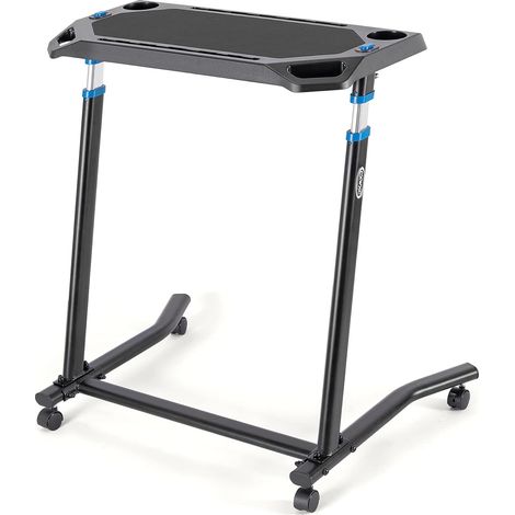 Table de Dressage à roulettes avec roulettes verrouillables, réglable en Hauteur, Bureau avec Une Surface de Travail en Caoutchouc antidérapante, 2 découpes pour Tablette ou Smartphone (1/5)