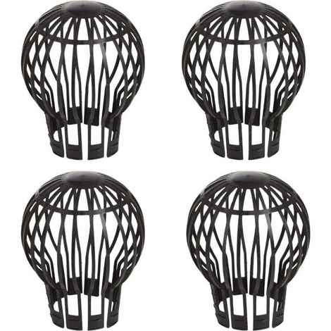 Grille anti-obstruction ronde pour sortie d'évacuation - empêche les feuilles mortes et les débris d'obstruer les canalisations - 4 pièces, noir (1/5)
