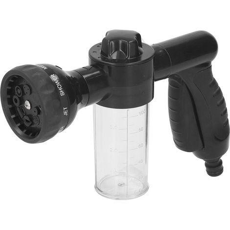 Pistolet à eau moussant avec distributeur de savon et gants de nettoyage, embout de tuyau d'arrosage, pulvérisateur de mousse haute pression pour laver et arroser les fleurs et doucher les animaux dom (1/5)