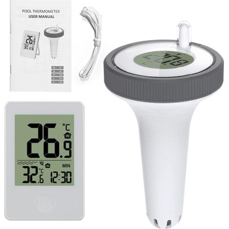 Irovami Thermomètre piscine flottant numérique – Extérieur, aquarium – Idéal pour piscine, salle bain, aquarium (1/5)