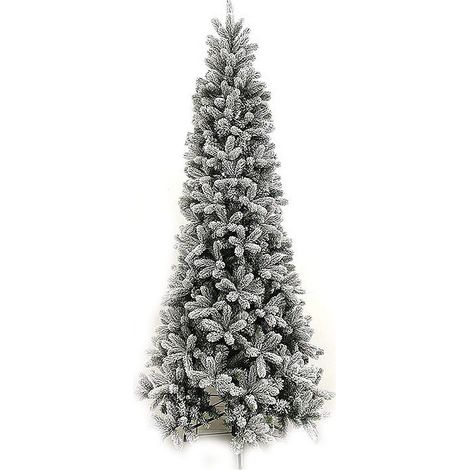 Albero di natale slim bianco innevato cm 180 210 230 270 apertura a ombrello decorazioni addobbi artificiale salvaspazio - MISURA: Albero 210 cm (1/5)
