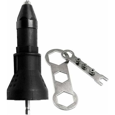 Elektrische Nietpistole - Bohr- und Nietwerkzeug-Set - Adapterzubehör, Schwarz (1/5)