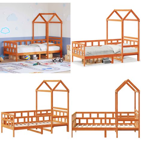 Lit de jour avec toit sans matelas 80x200 cm bois massif - Lit Convertible - Lit Enfant - Canapé Lit - Meuble Multifonction - Lit Coffre - Home & Living